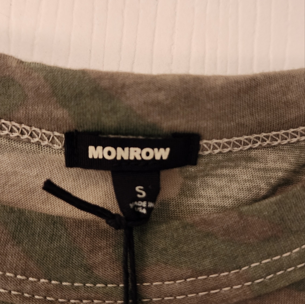 MONROW Tonal Camo Vintage Style Tee In Light Camouflage w/Boxy fit - Picture 7 of 8